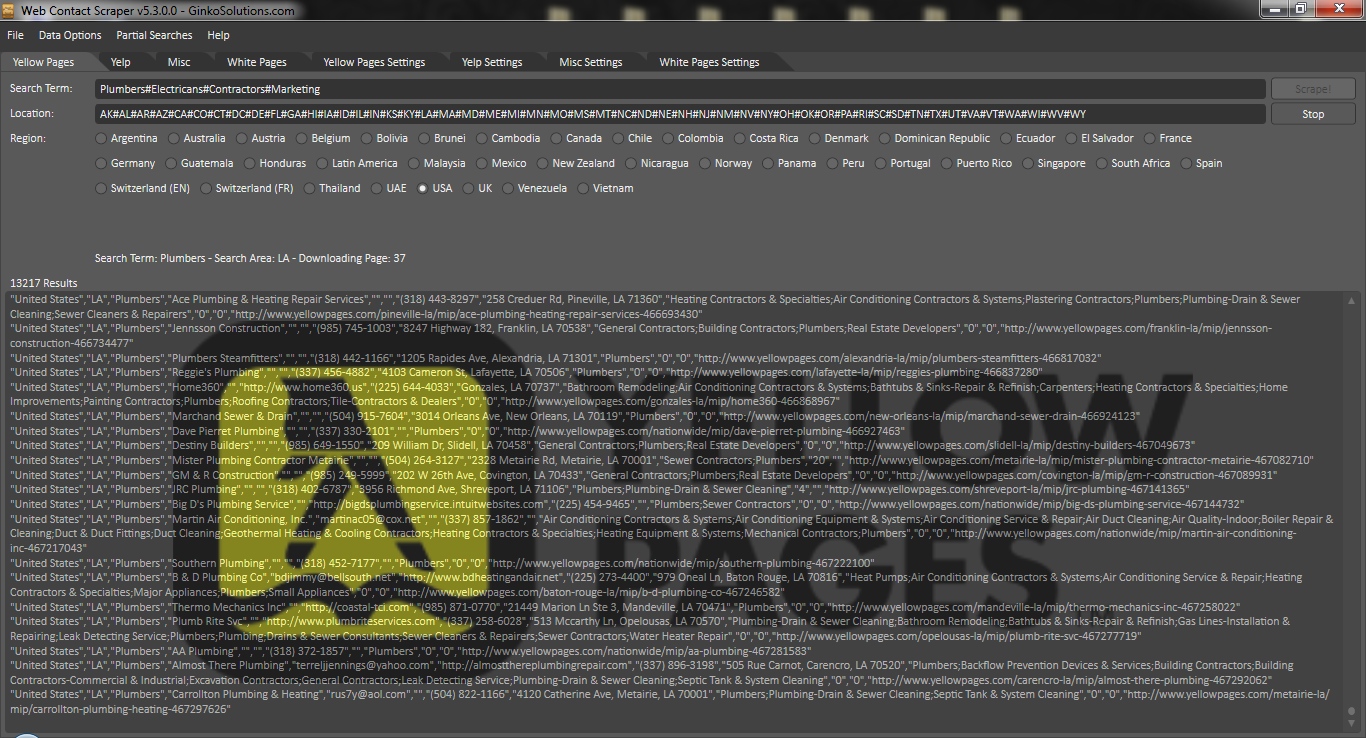 Example YellowPages Business Search